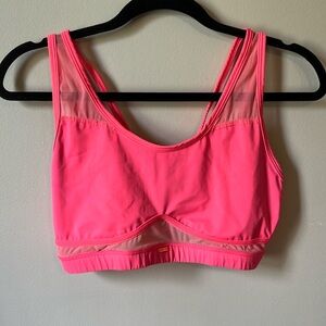Strappy coral yoga bra